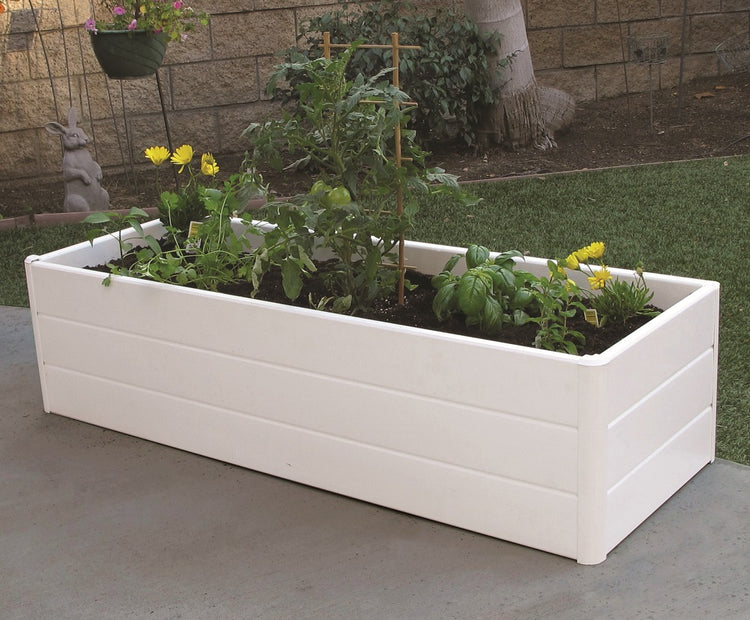 Terrace Garden Bed 16.5" x 44.5" x11.5" –Fabric Bottom, White
