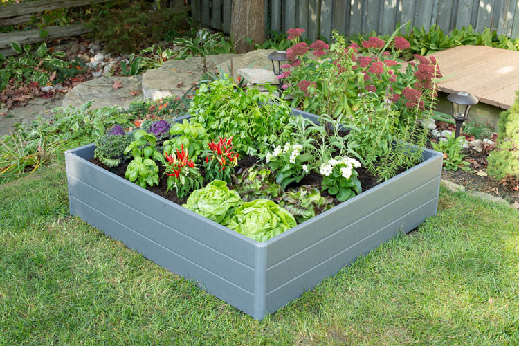 Raised Garden Bed 44.5" x 44.5" x 11.5" – Slate Gray