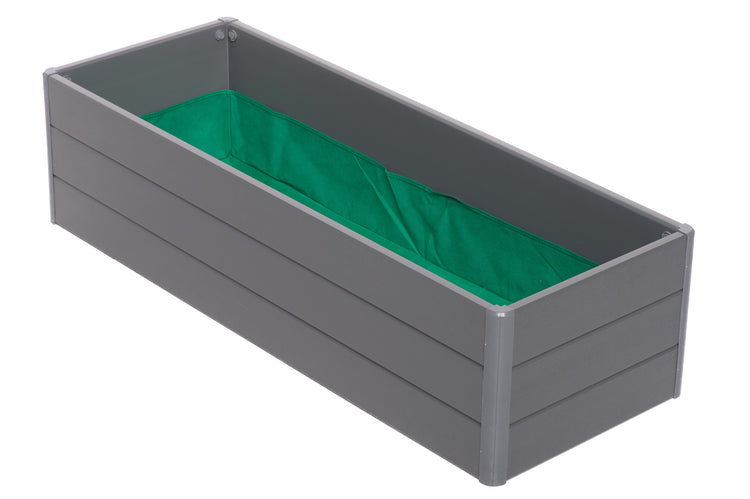 Terrace Garden Bed  16.5" x 44.5" x 11.5"– Fabric Bottom, Slate Gray